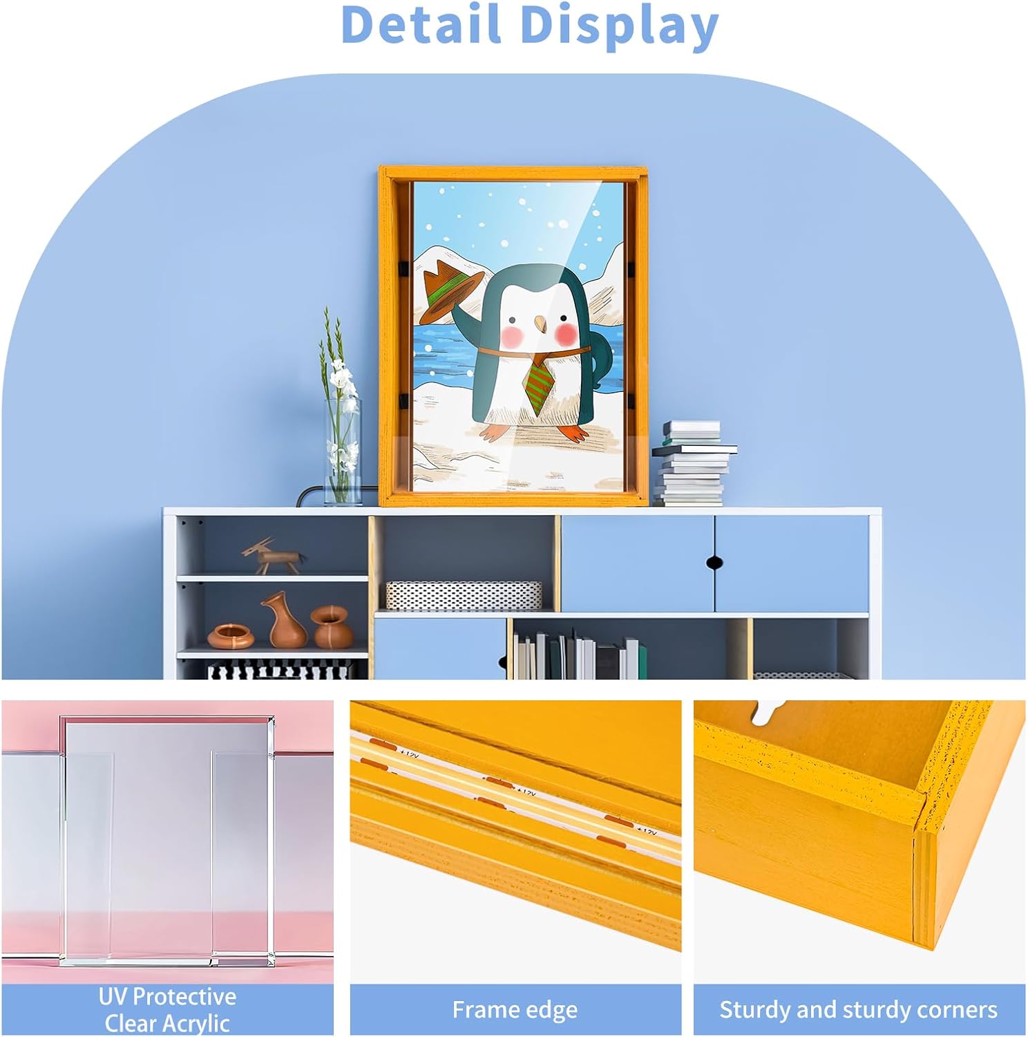 LED Lighted Shadow Box for Art Display and Storage