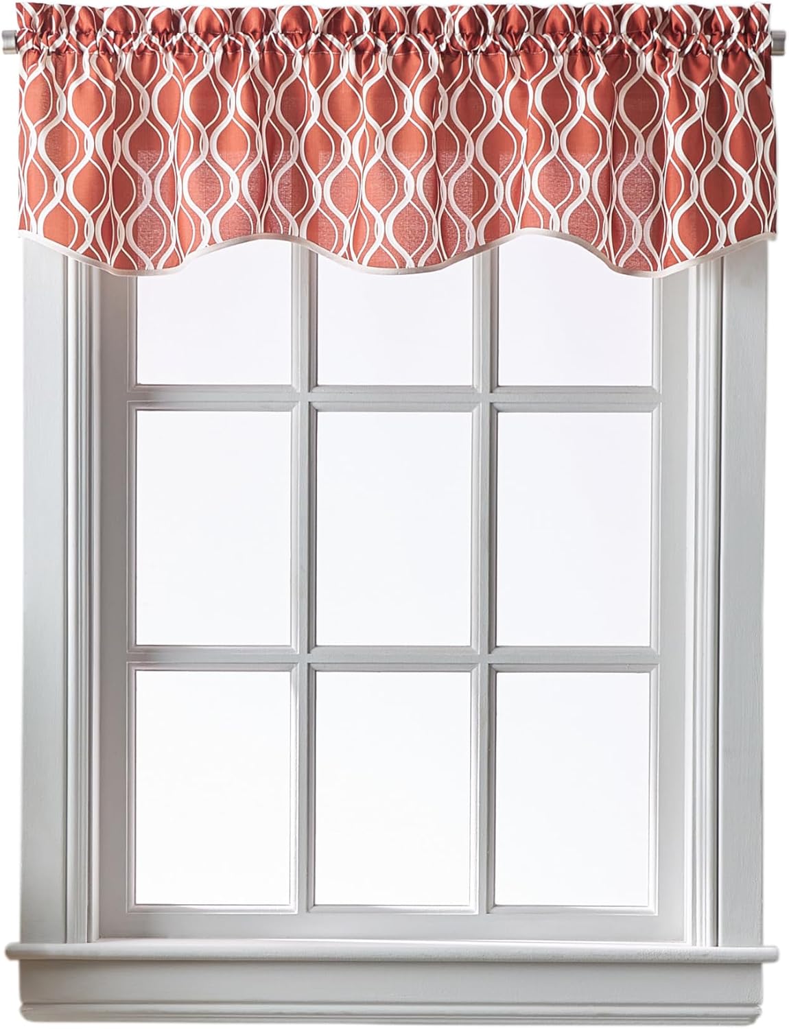 CHF Morocco Ogee Print Scallop Valance 58W x 14L Inch Clay