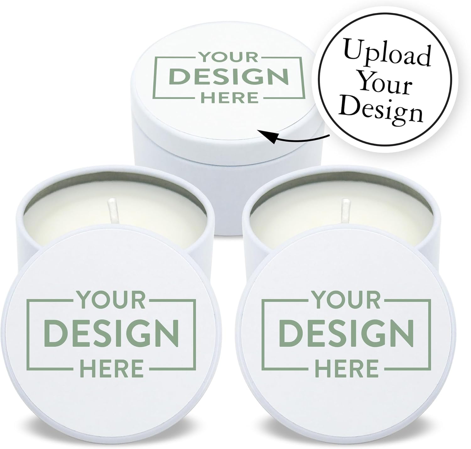 Custom Candles with Personalized Photo - Set of 10 White Tins