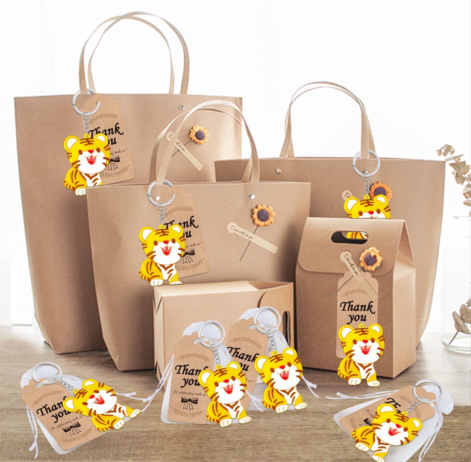 40 Pack Tiger Keyring Pack for Wild Animal Party
