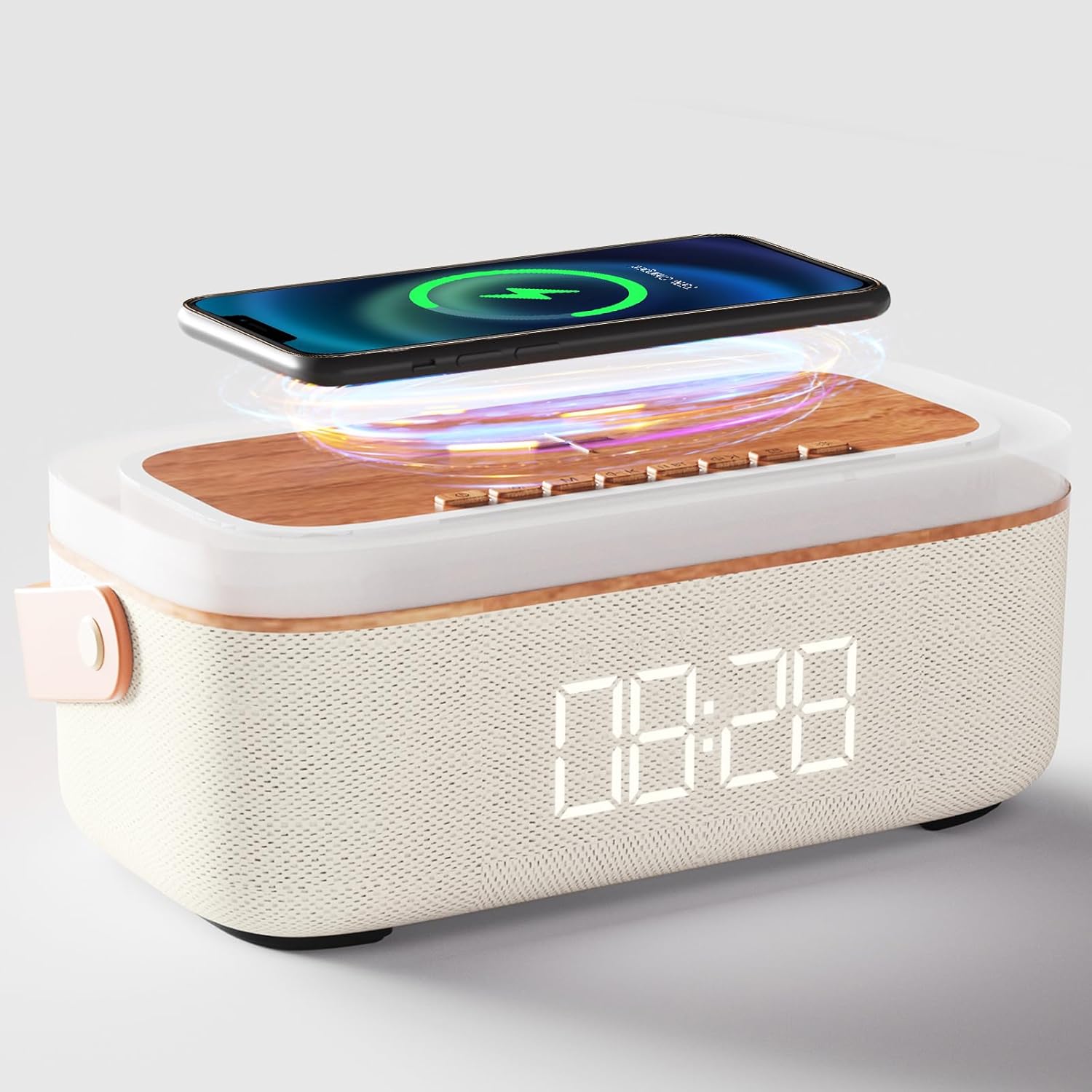 LOVME 5-in-1 Alarm Clock with Bluetooth Speaker and Wireless Charger