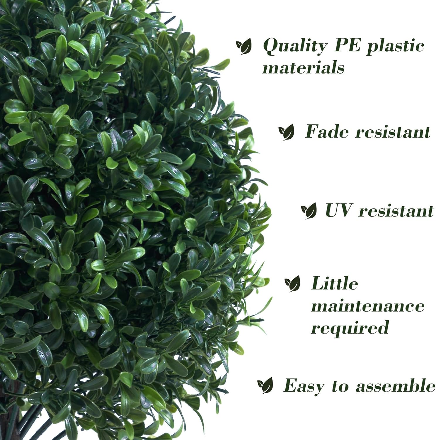 Artificial Boxwood Ball Bush with Spike for Outdoor Set of 2