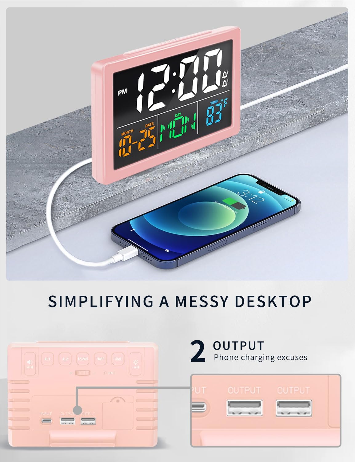 JALL Digital Alarm Clock with 55 LED Display