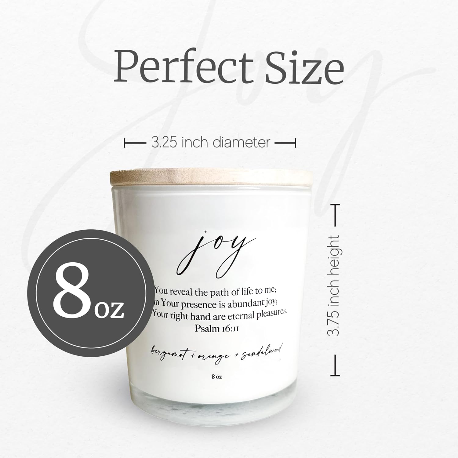 Elly Grace Joy Scented Soy Candle with Bible Verse