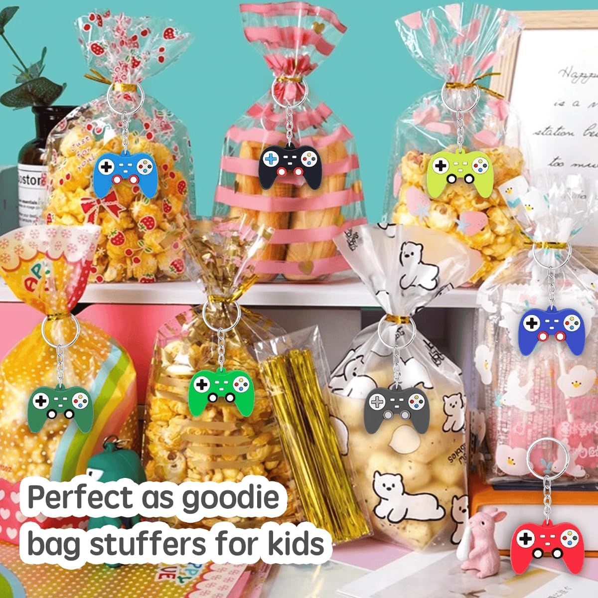 24PCS Video Game Party Favors Mini Game Controller Keychains