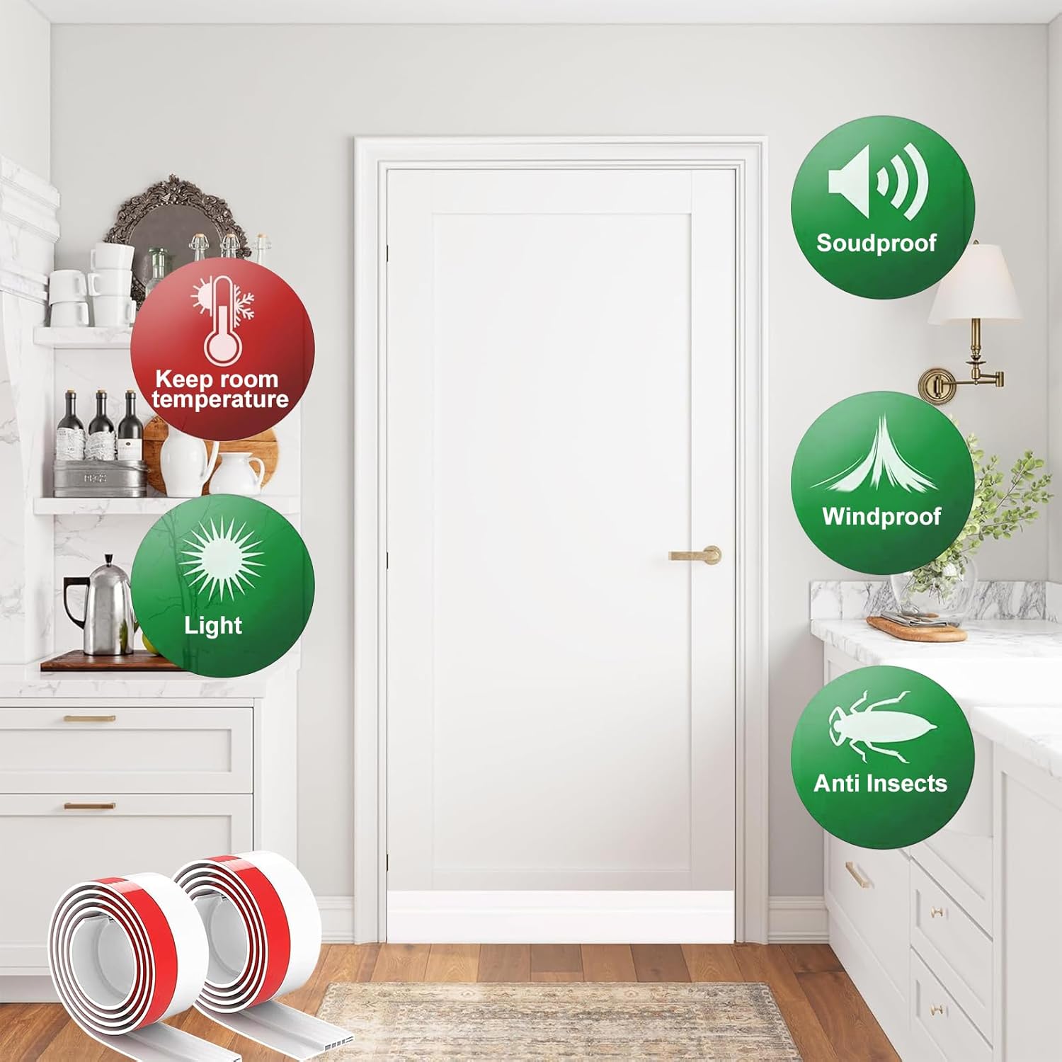Suptikes 2 Pack Door Draft Stopper White 18x37 Inches