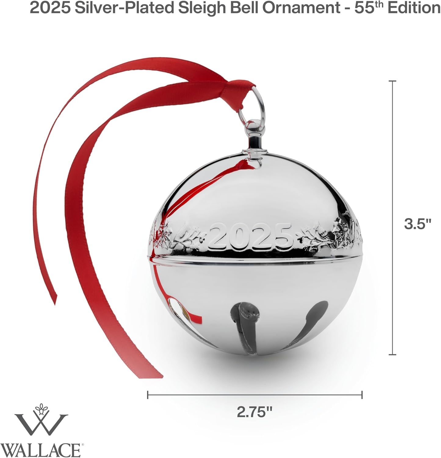 Wallace 2025 Silver Plated Sleigh Bell Ornament 55th Edition 1