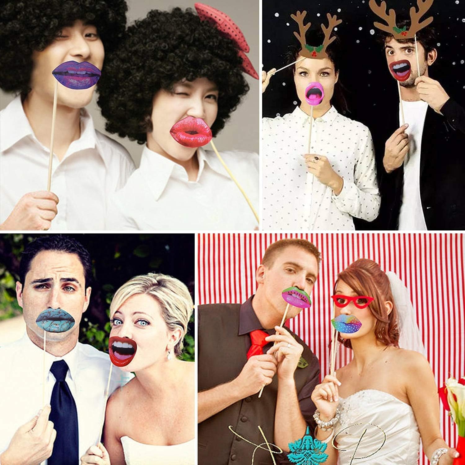 40pcs Fun Lip Photo Booth Props with Stick