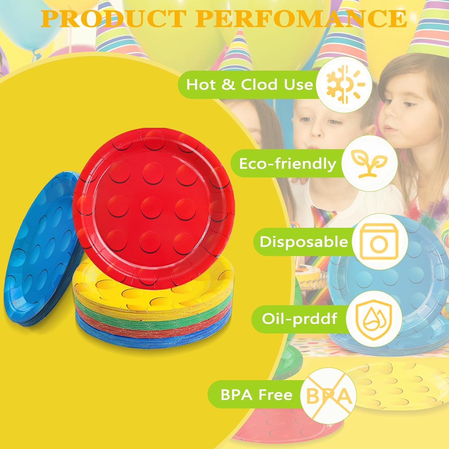 48Pcs Building Block Paper Plates for Birthday Parties