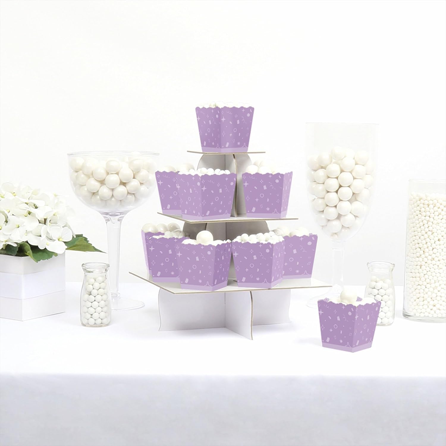 Big Dot of Happiness Purple Confetti Stars Mini Candy Boxes Set of 12