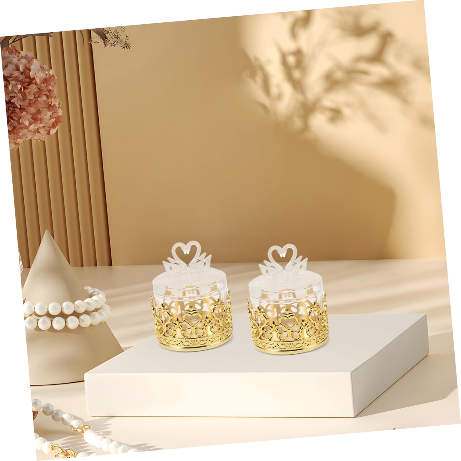 Unomor 12Pcs Clear Swan Candy Holder Party Favors Box