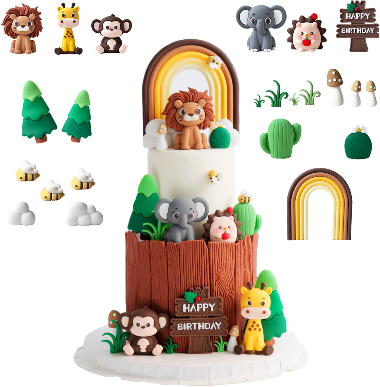 22pcs Wildlife Party Birthday Cake Decorations