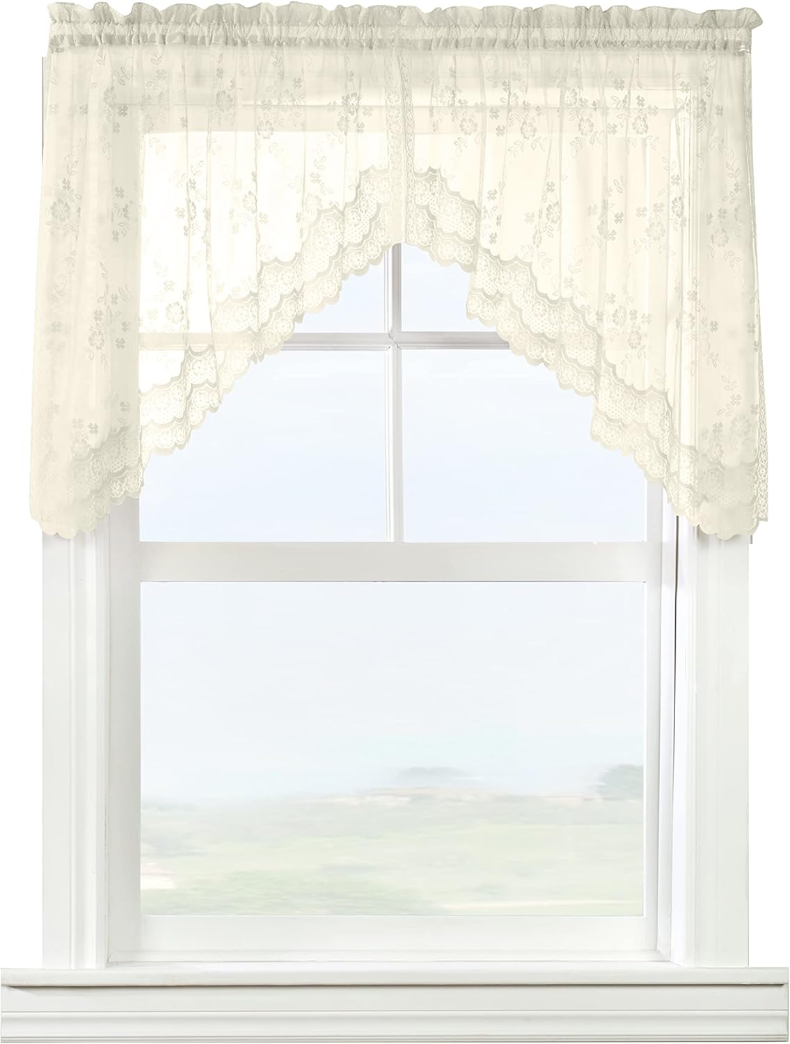 Loft Living Melody Jacquard Lace Curtain Swag Pair