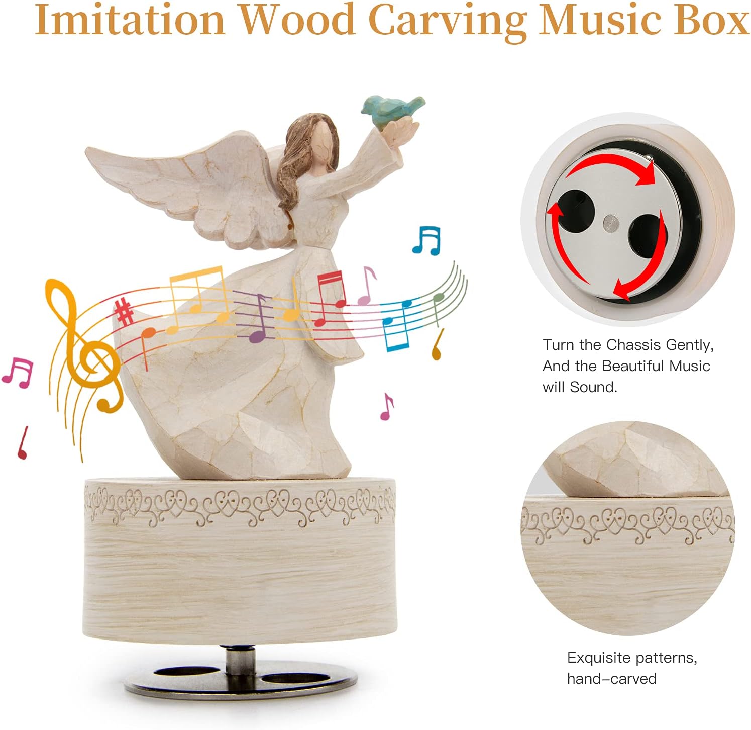 YT3 Angel Musical Box with Dove Figurine
