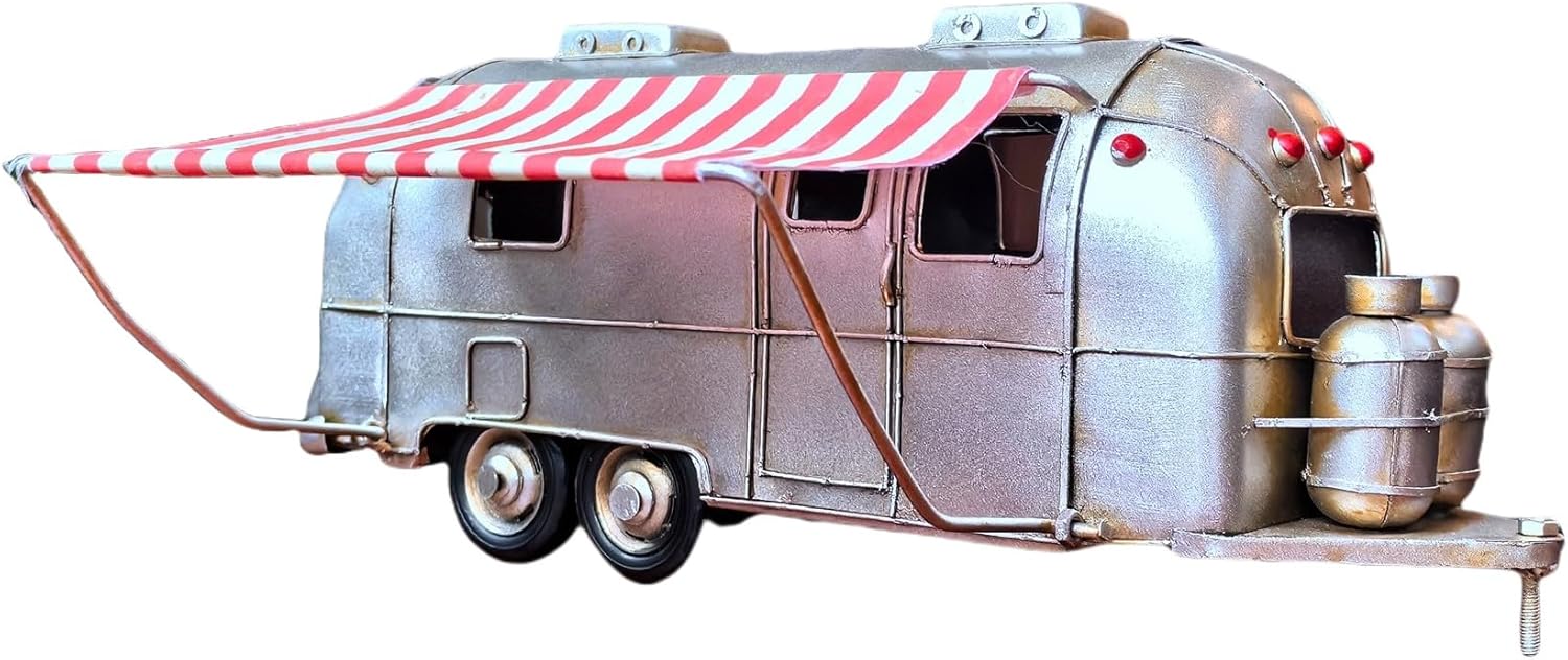 Rusty Retro Camper Model with Fabric Canopy