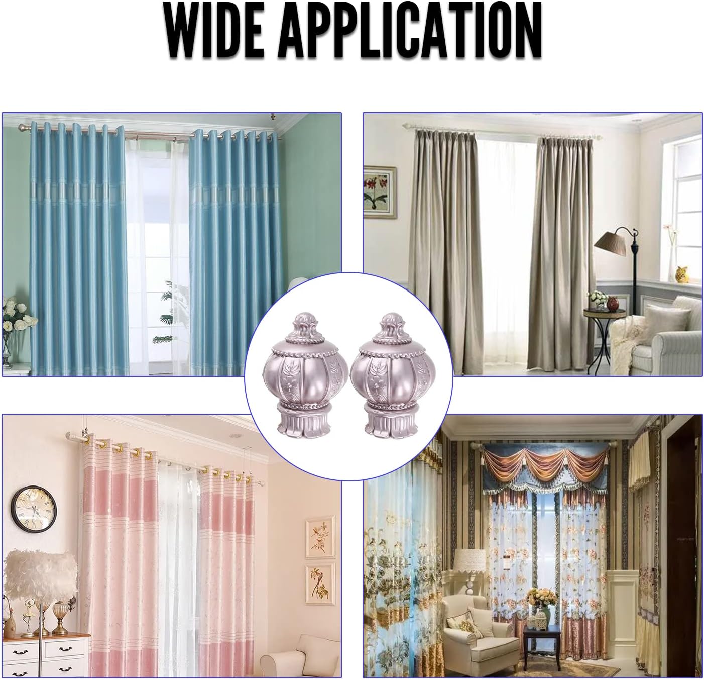 MroMax 2Pcs Curtain Rod Finials Rose Gold 1 Inch Outer Dia