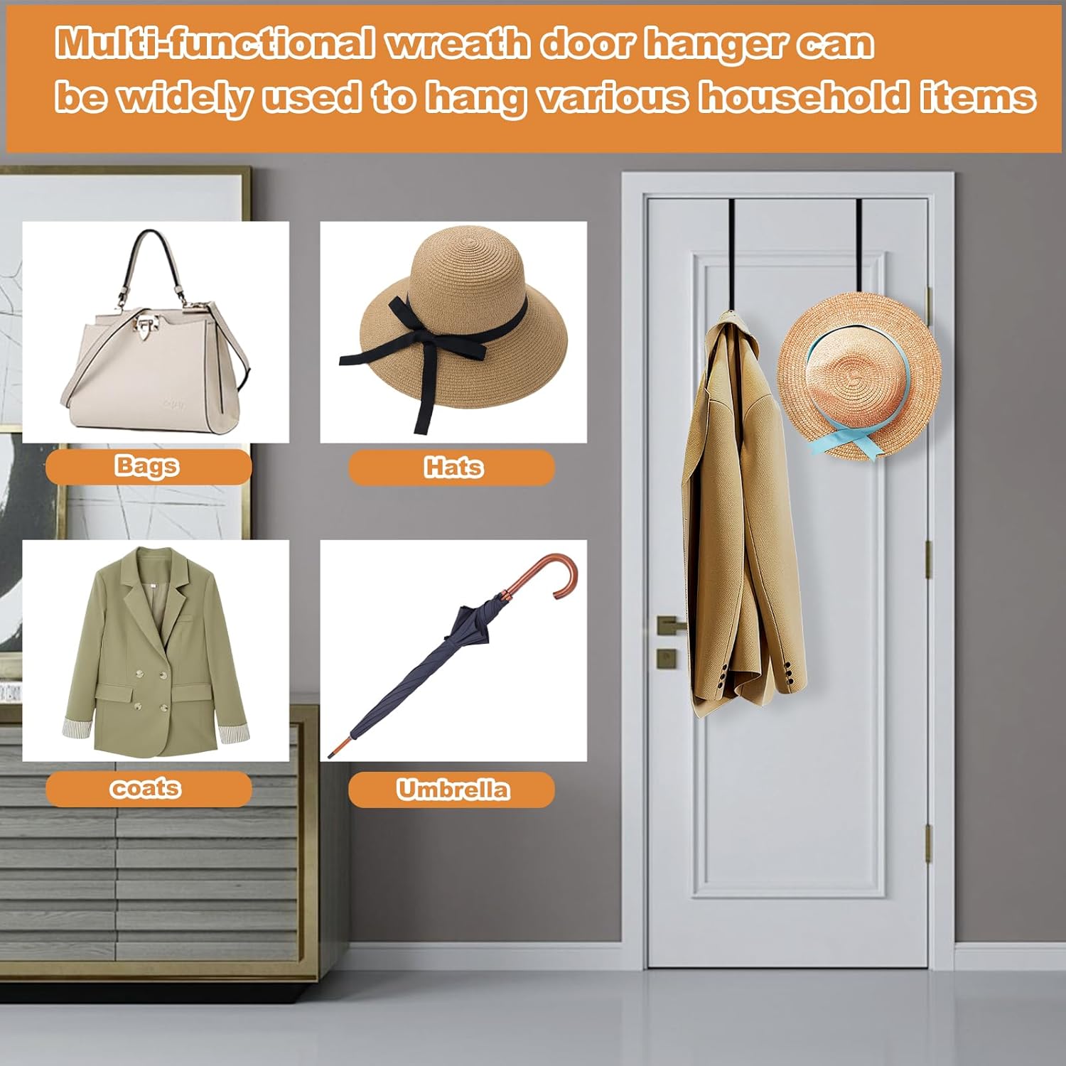 PECULA 2 Pack 14 Inch Wreath Hangers for Front Door