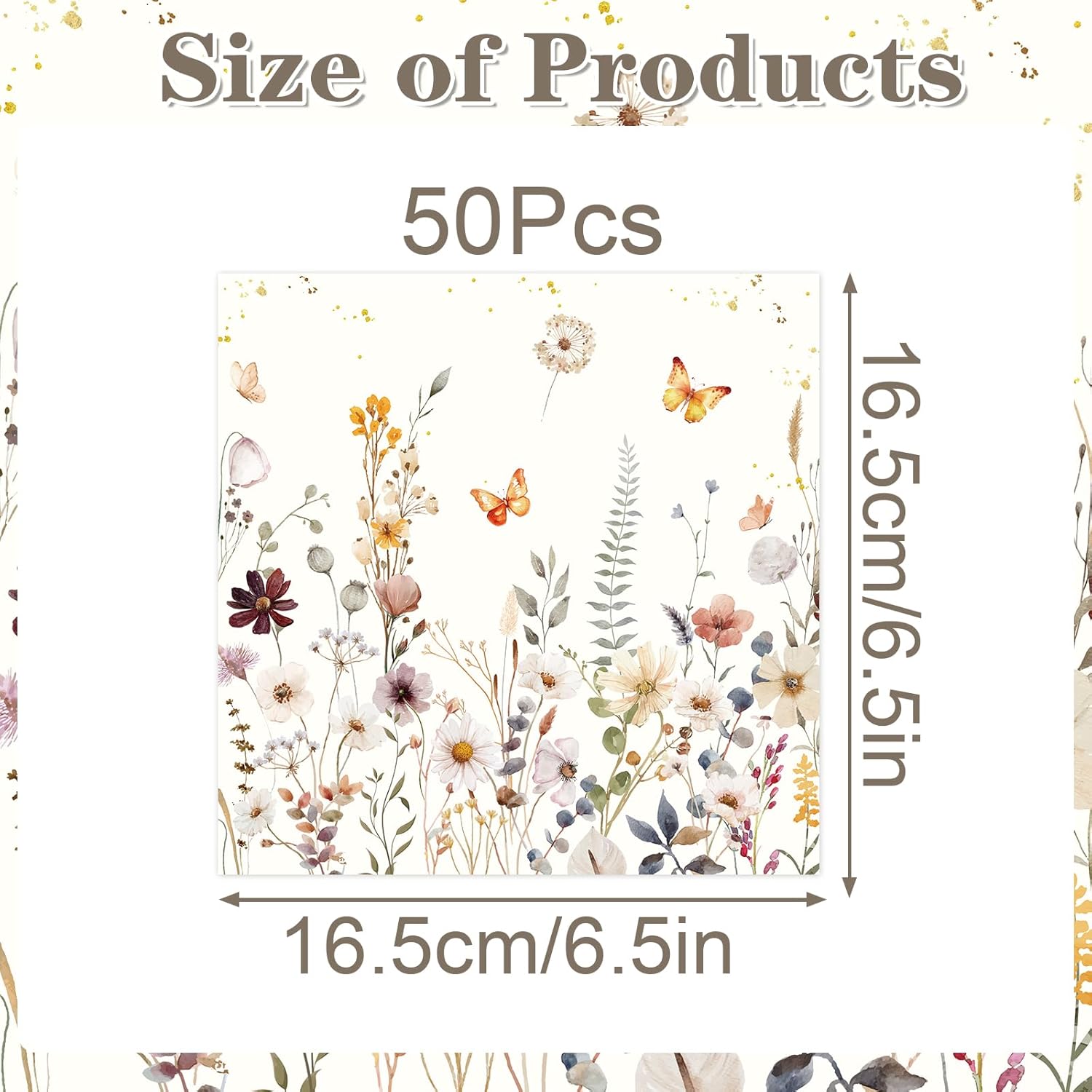 Fall Floral Napkins 50PCS Disposable Autumn Party Decor