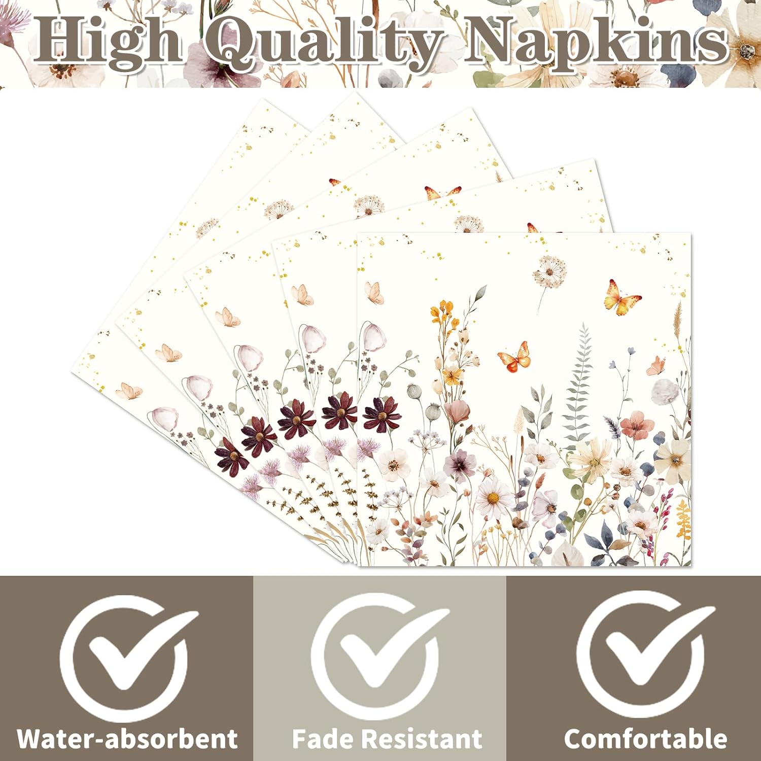 Fall Floral Napkins 50PCS Disposable Autumn Party Decor
