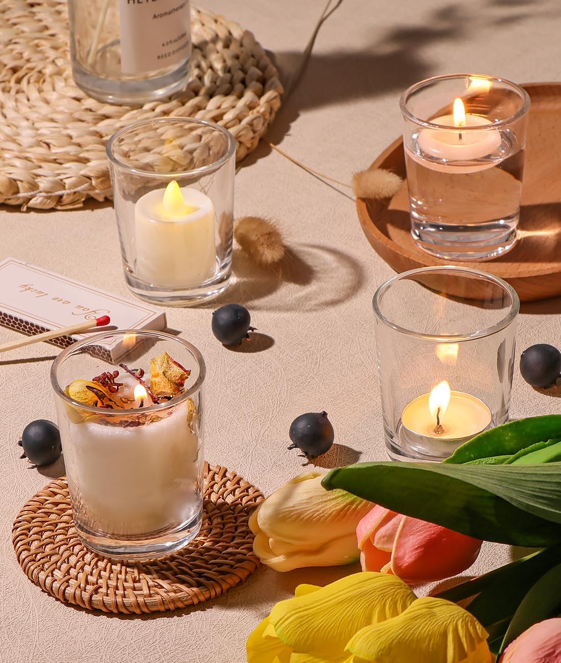 Letine 36-Pack Clear Votive Candle Holders
