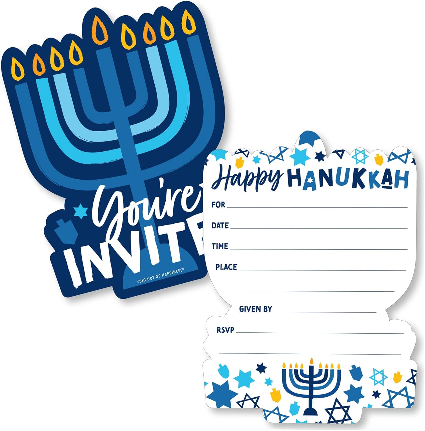 Big Dot of Happiness Hanukkah Menorah Invitation Set of 12
