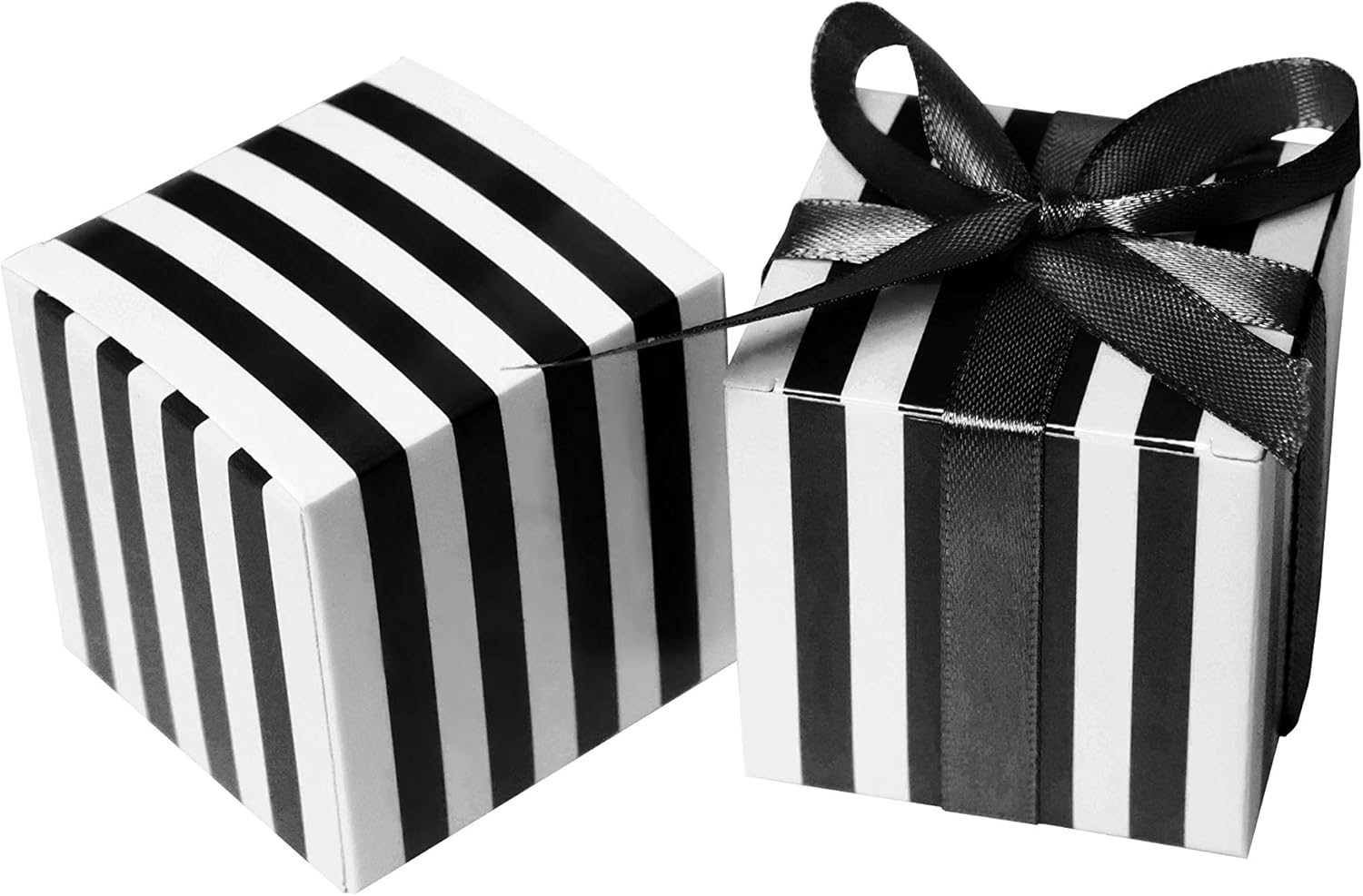 Small Cube Candy Boxes Bulk Black and White Striped Party Favors