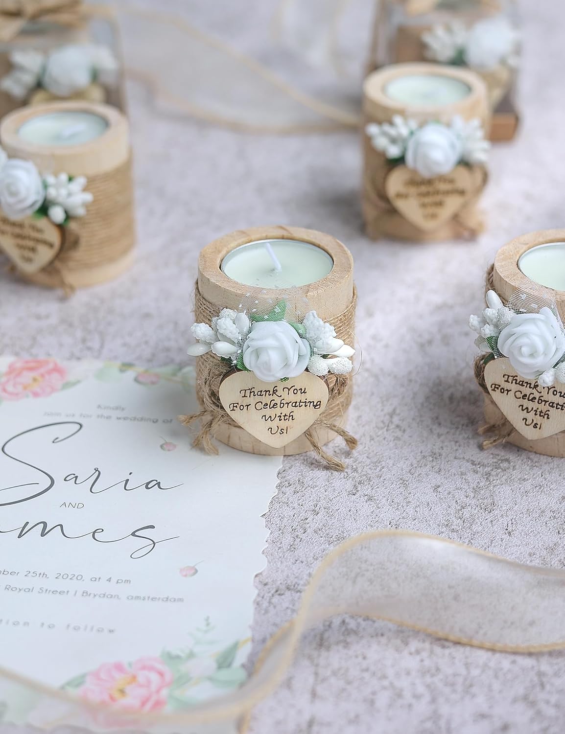 10 Piece Wooden Tealight Candle Holder Set