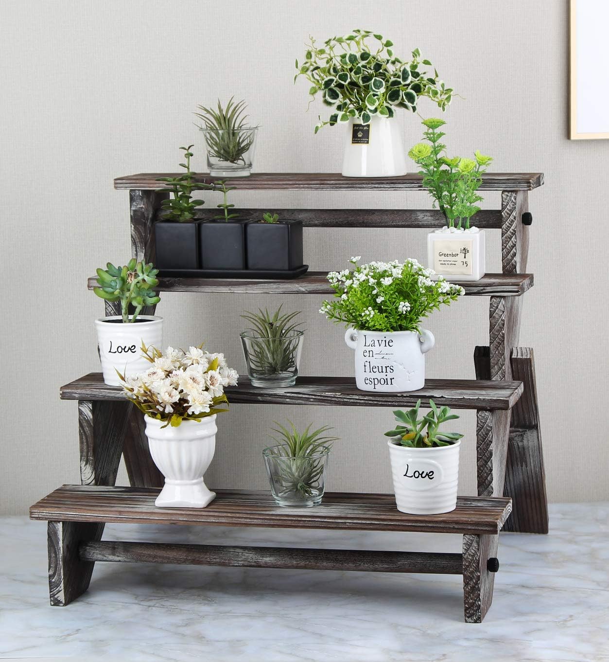 J Jackcube Design 4 Tier Rustic Wood Display Stand