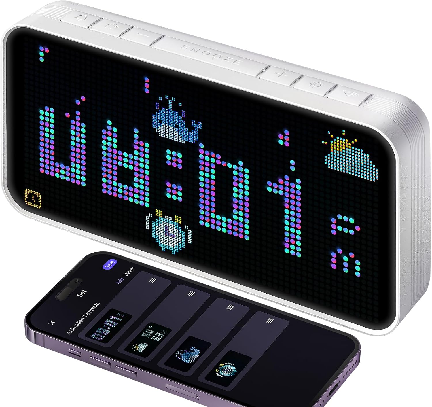 Dekala PixelRise Smart Alarm Clock for Bedroom