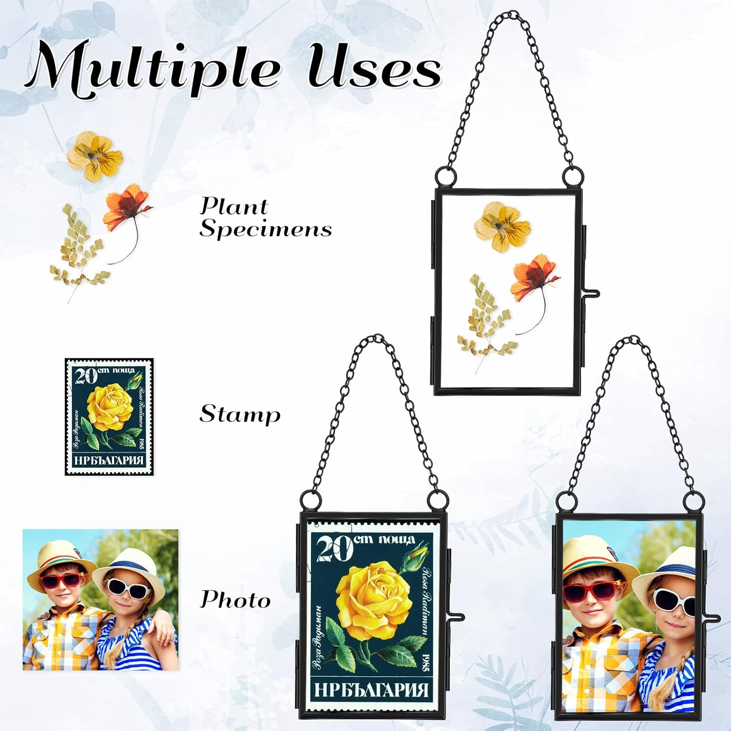 Landhoow 8 Pcs Double Glass Frame for Pressed Flowers