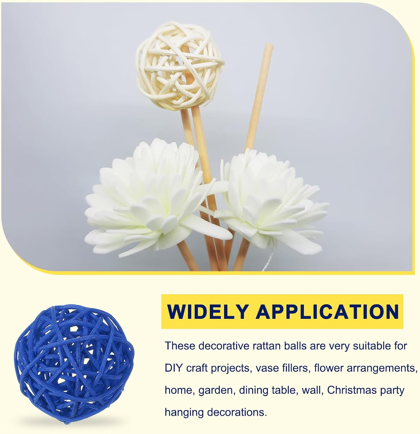 MECCANIXITY 6 Pcs Blue Wicker Decorative Balls