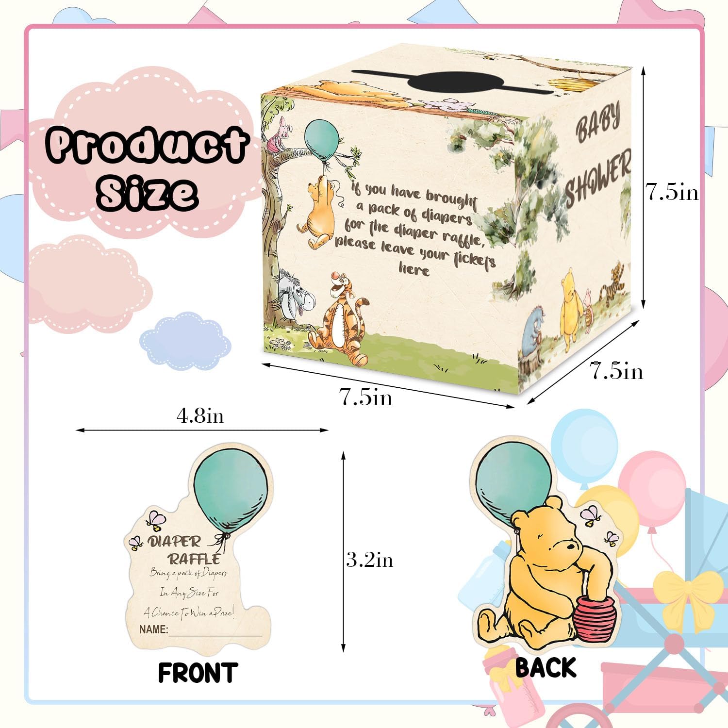 Winnie the Pooh Baby Shower Decorations 50 Pcs