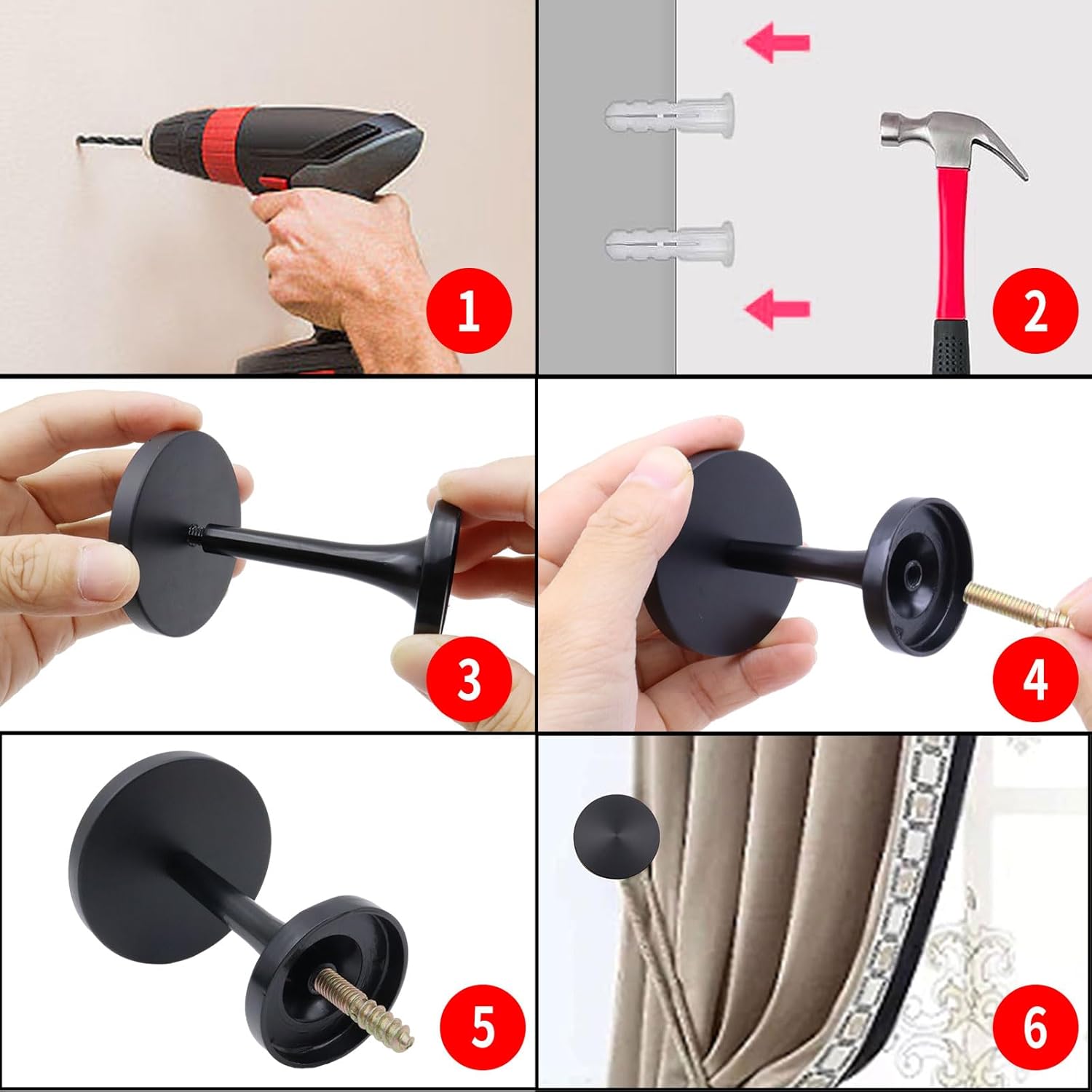 Shonmogar Black Zinc Alloy Curtain Tiebacks 2 Pack