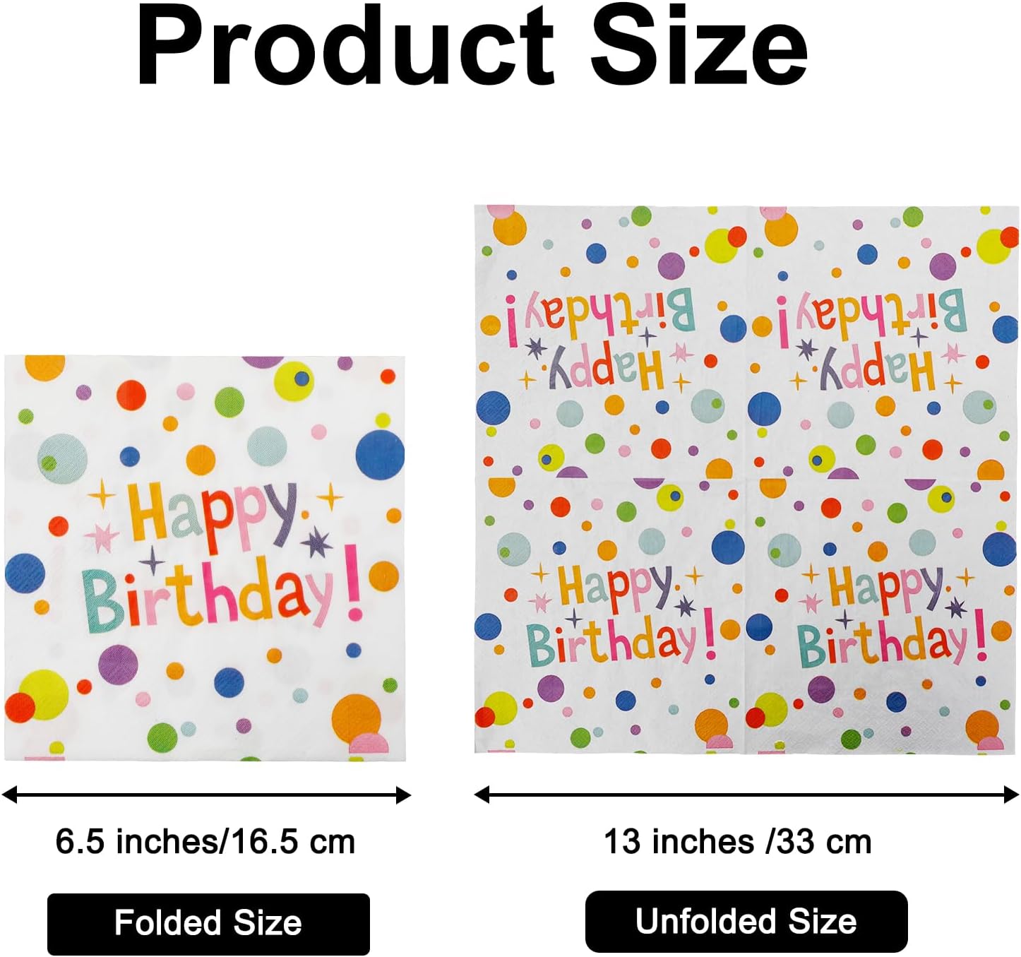 60pcs Happy Birthday Napkins with Polka Dots