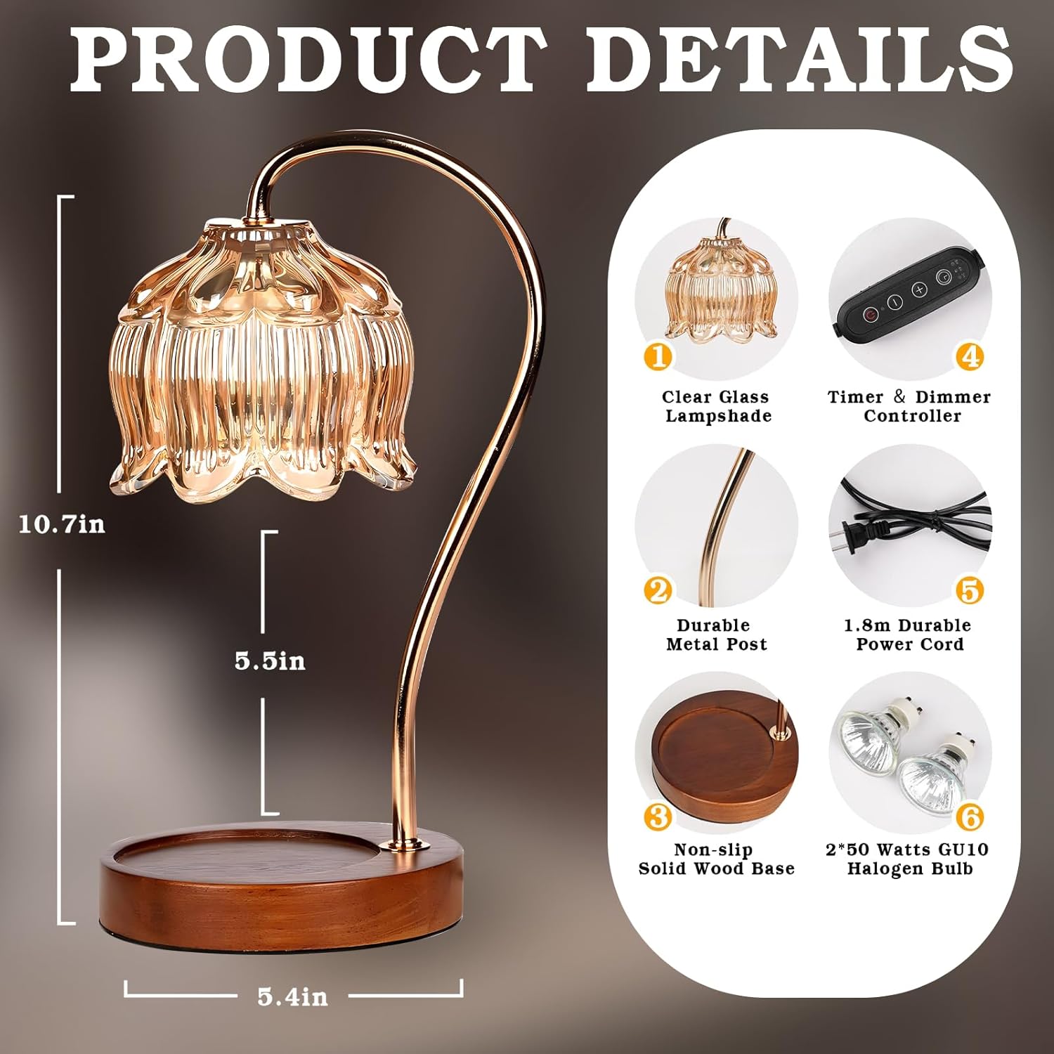 GEEZO Fragrance Candle Warmer Lamp with Timer and Dimmer