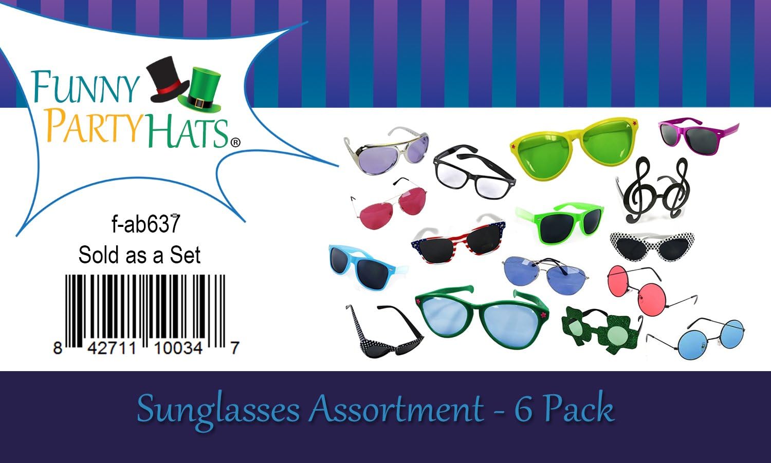 Funny Party Hats Sunglasses for Kids 6 Pack