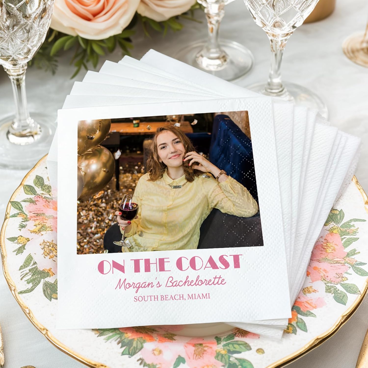 Custom Printed Photo Napkins 50 Pcs 3-Ply Wedding Decor