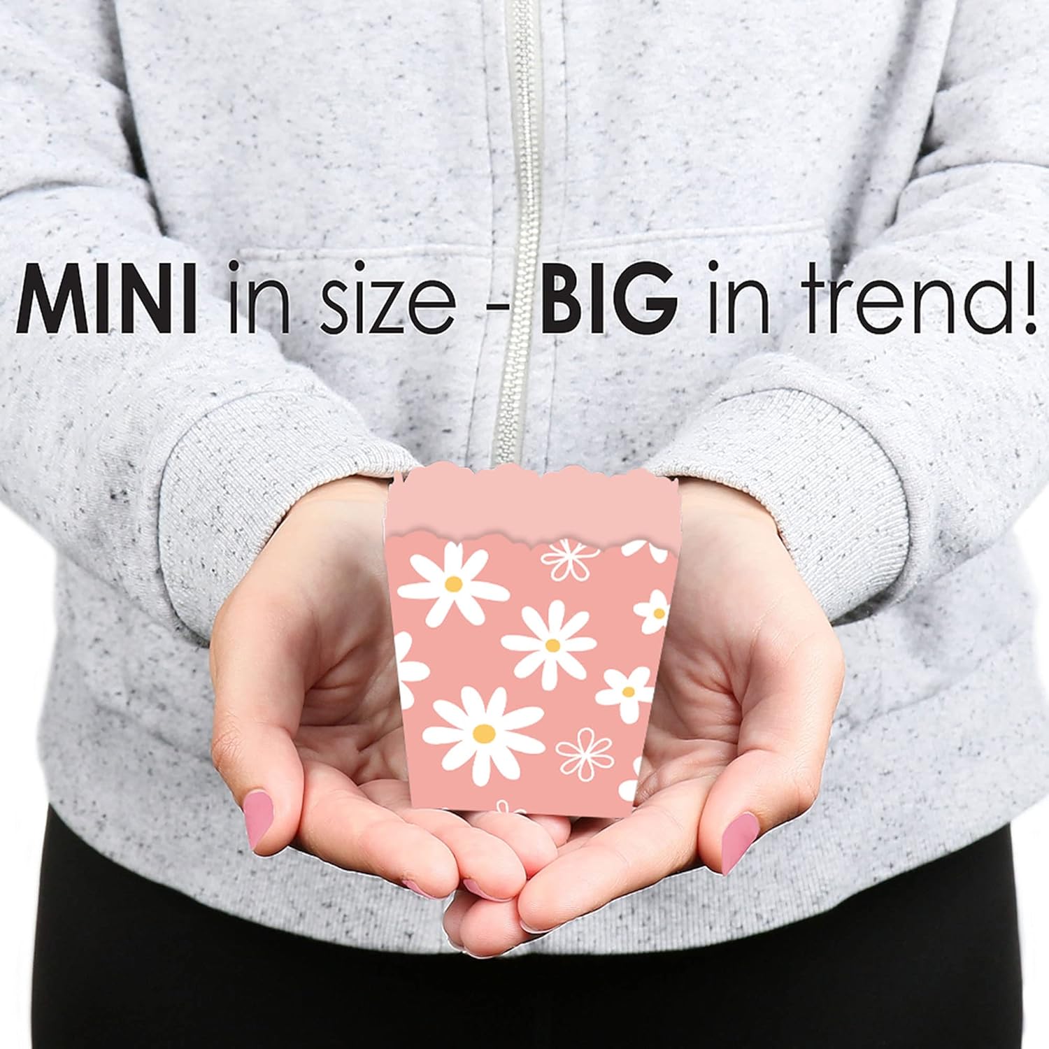 Big Dot of Happiness Pink Daisy Candy Favor Boxes Set of 12
