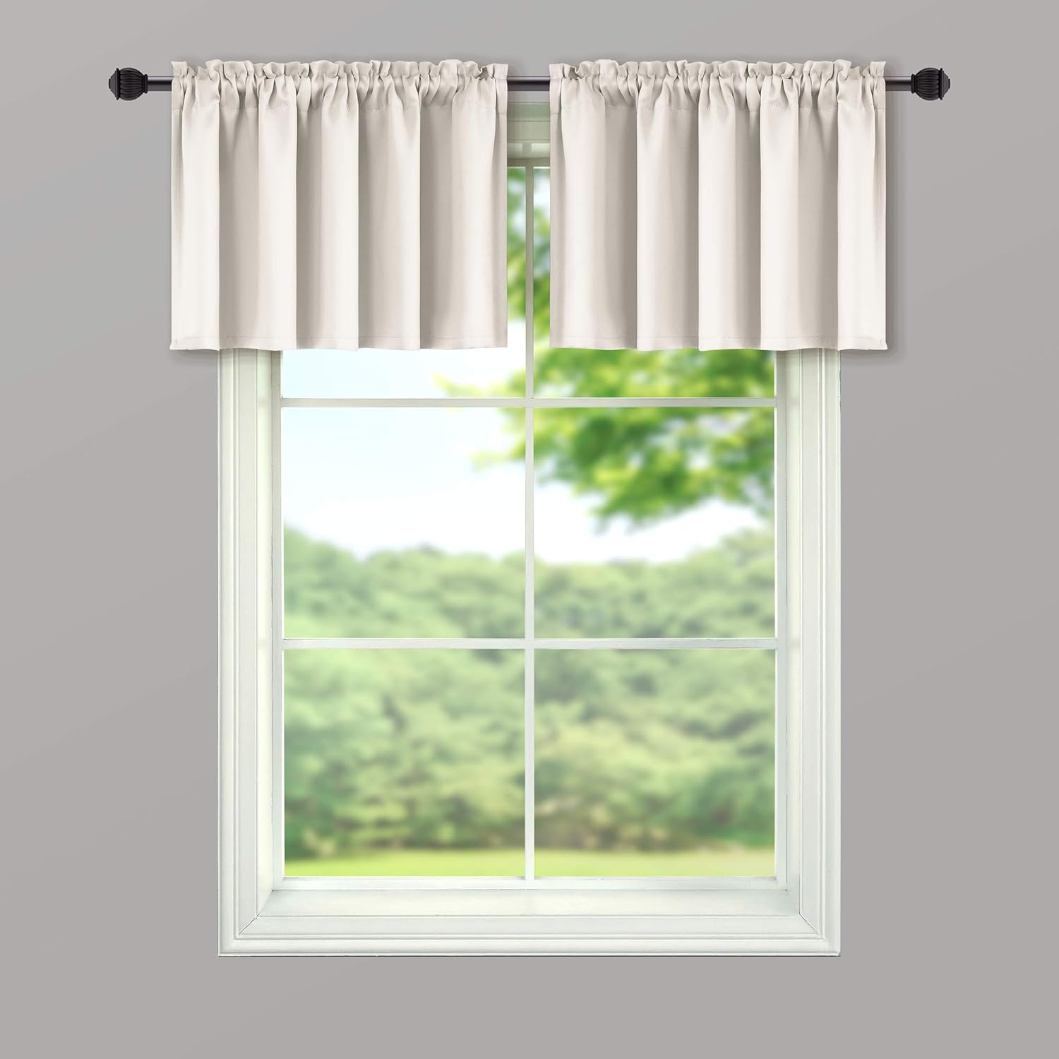 MrsNaturall Beige Valance Curtains 3 Panels 36x16 Inches
