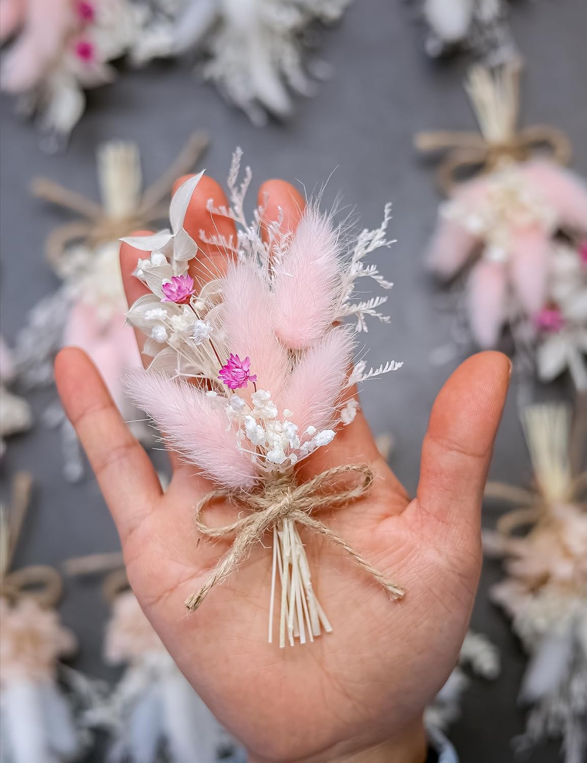 Mini Dried Flower Bouquet Set 12pcs Pink