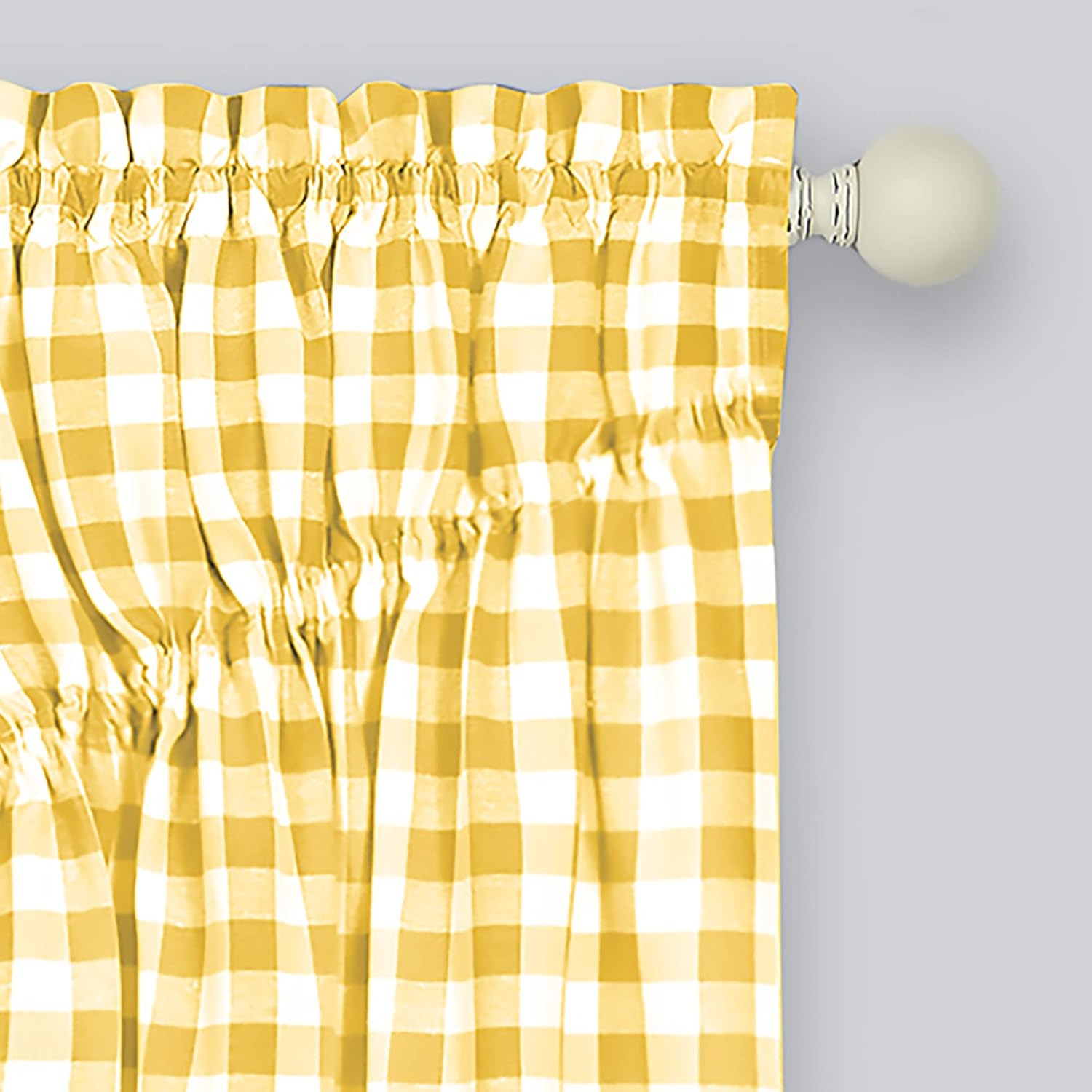Serenity Home Country Gingham Buffalo Check Plaid Gathered Swag Curtains Pair