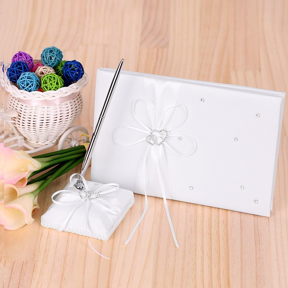 Wedding Supplies Double Heart Satin Flower Girl Basket Set 5PCS