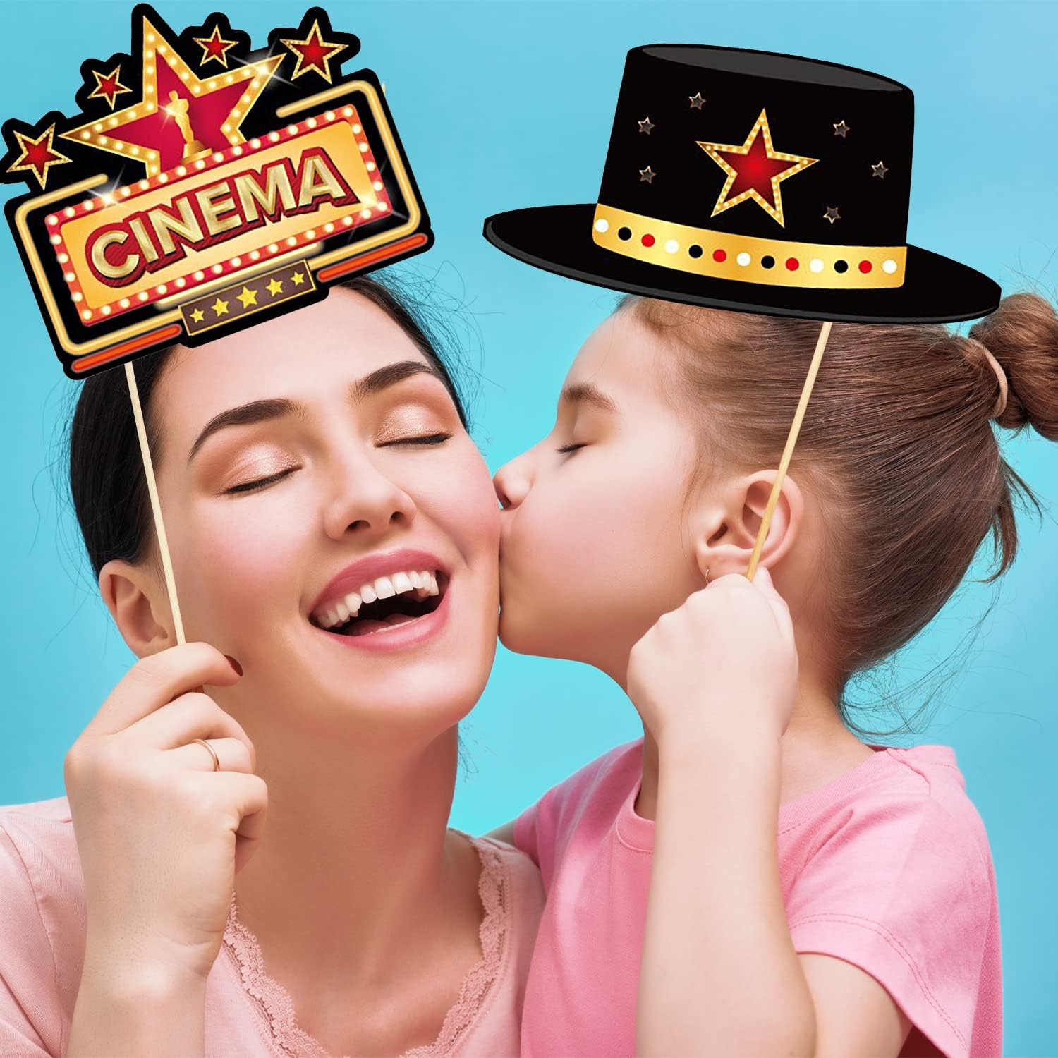 25 Pcs Movie Theme Photo Booth Props with Sticks
