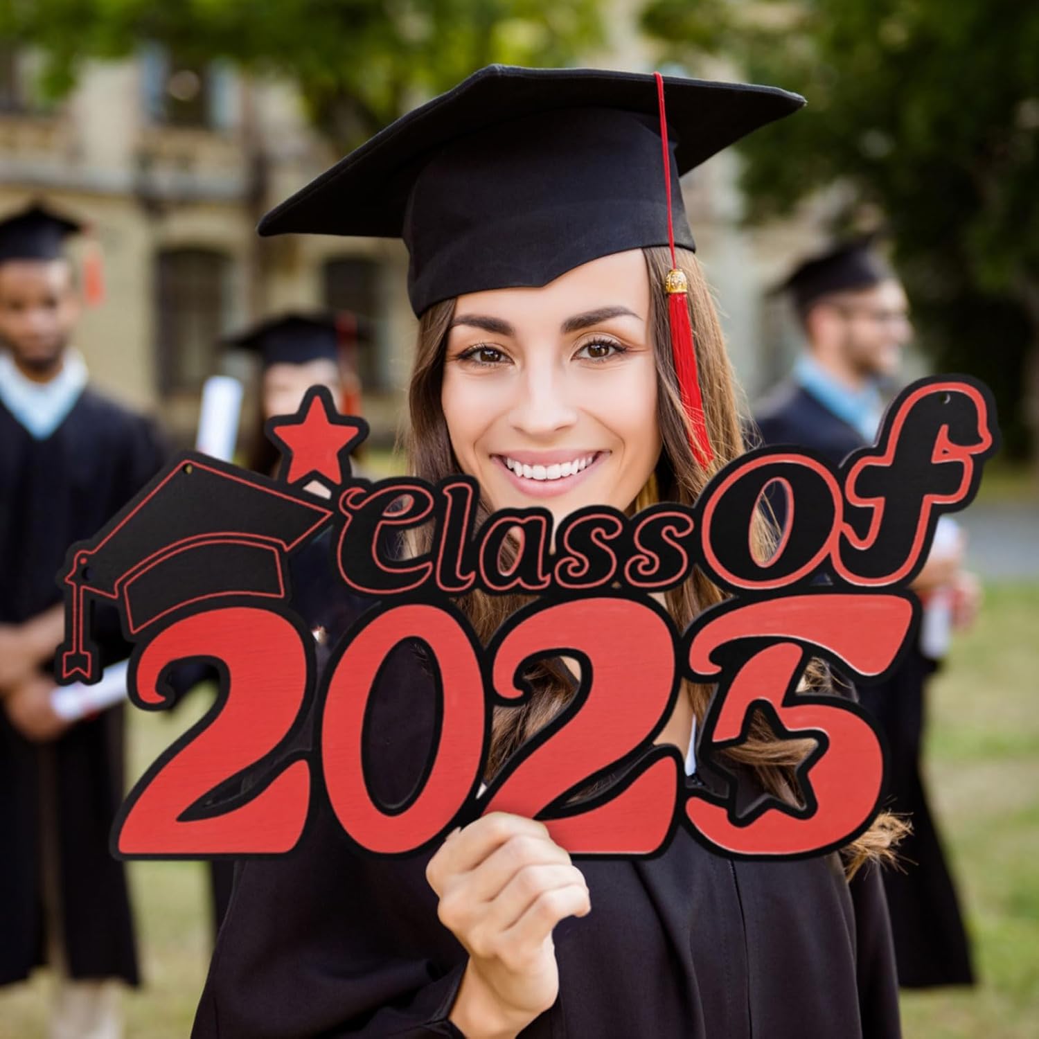 Class of 2025 Wooden Sign with Red Design