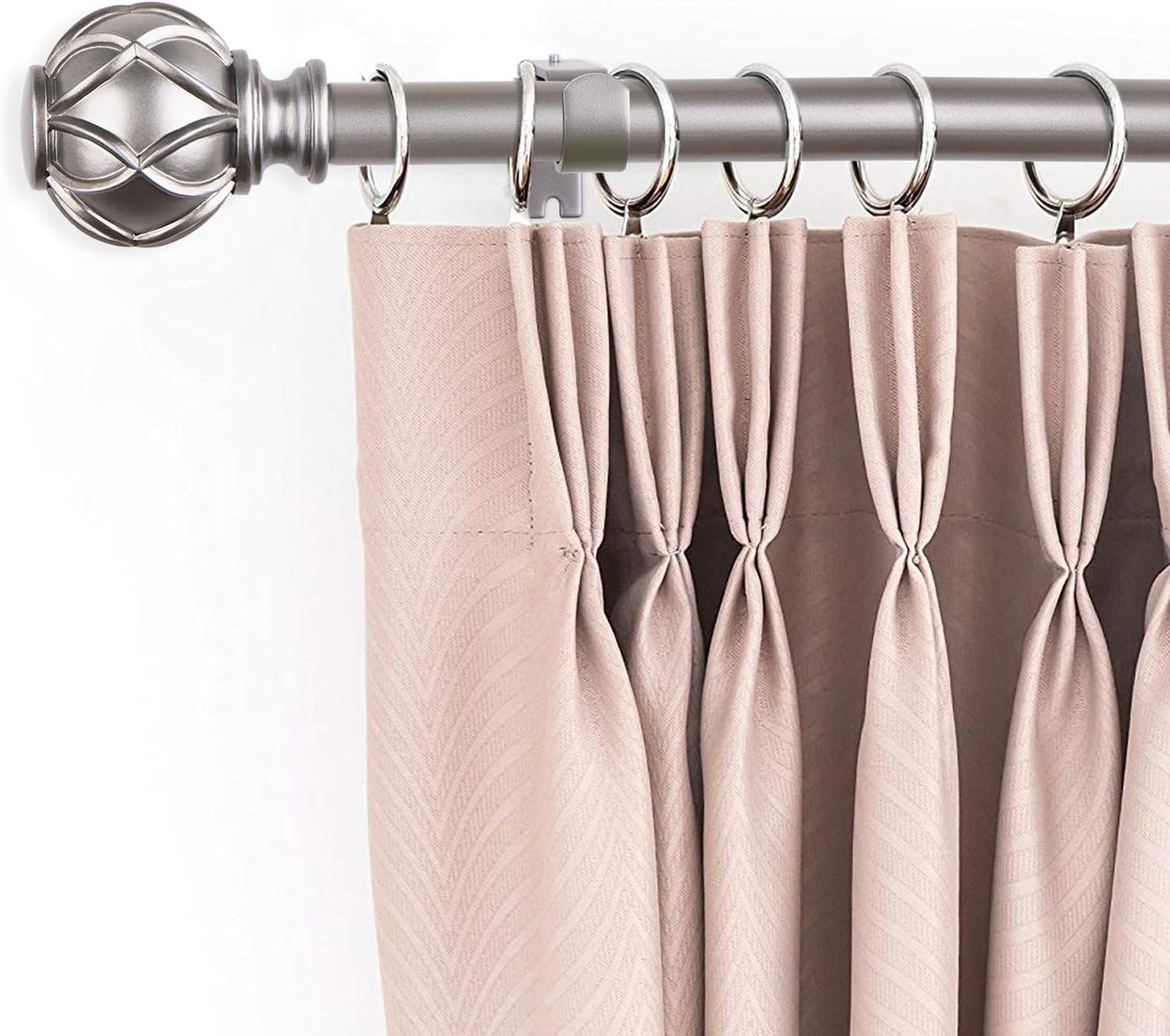 KAMANINA Netted Texture Finials for Curtain Rods 2pcs Antique Silver