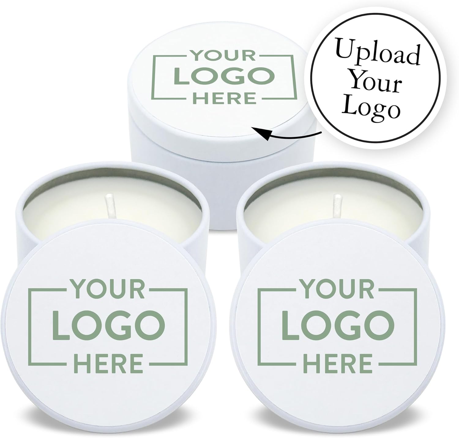 Custom Candles with Logo - 10 Pack - White Tin