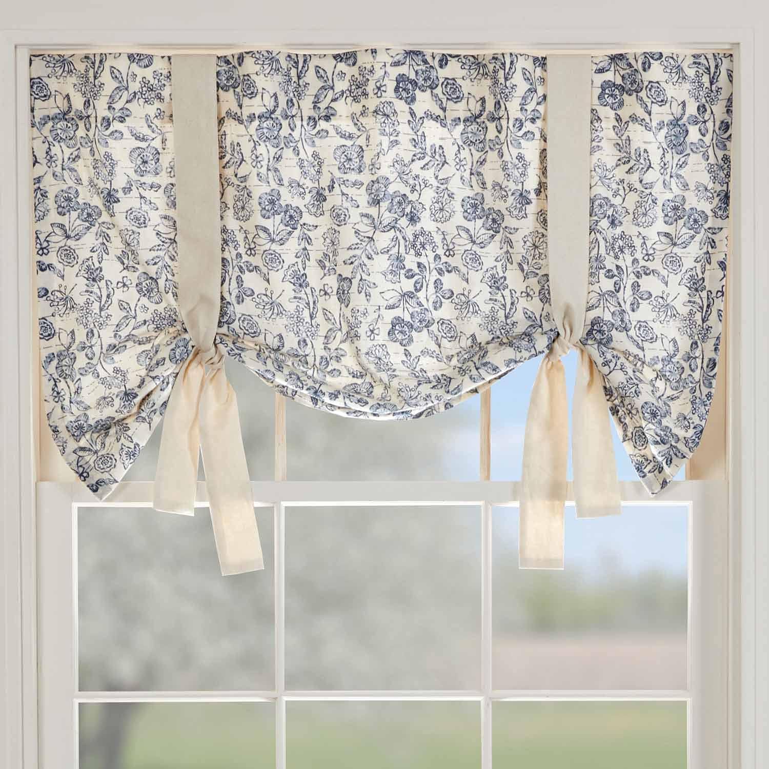 Piper Classics Doylestown Blue Floral Valance Curtain