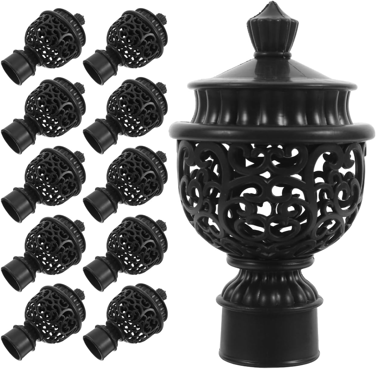 Amosfun 12 Pcs Curtain Rod End Caps Hollow Finials