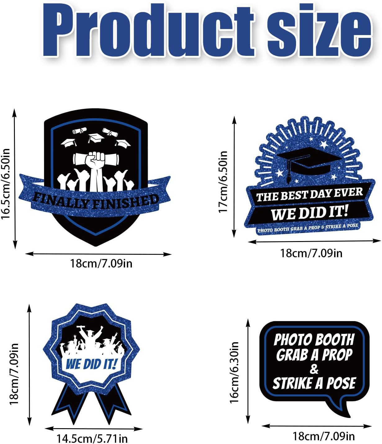 40pcs Graduation Photo Booth Props with Sticks