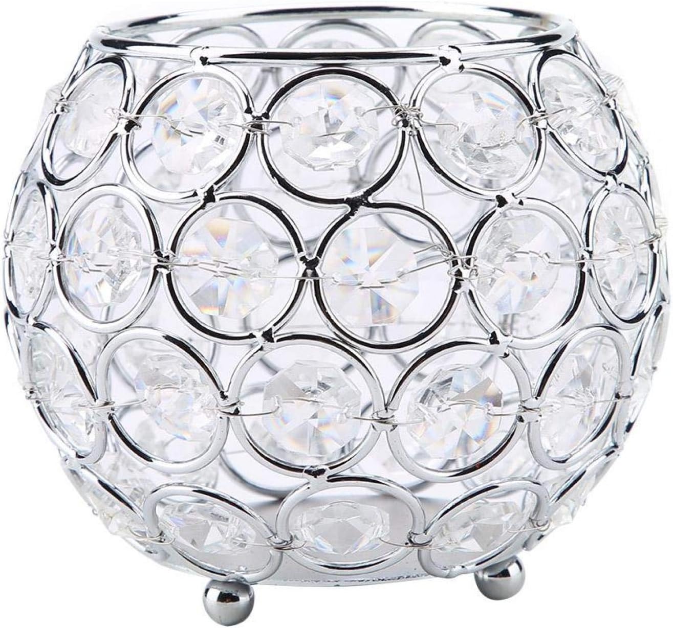 Crystal Candle Holder Round Bowl Tabletop Decor